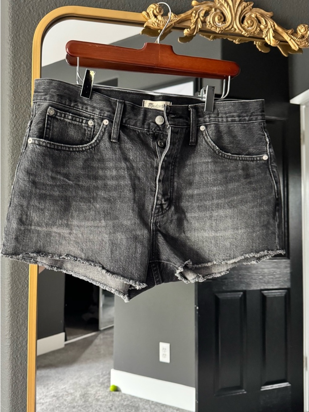 Madewell Washed Black Denim Cutoff Shorts